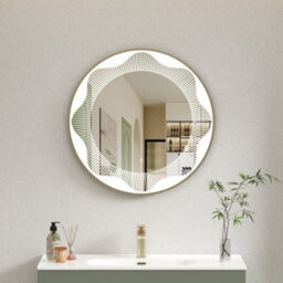 Royal Bathrooms Venice 800 X 800mm Brass Round Frontlit Led Illuminated Bathroom Mirror Framed With Touch Sensor & Anti-Fog