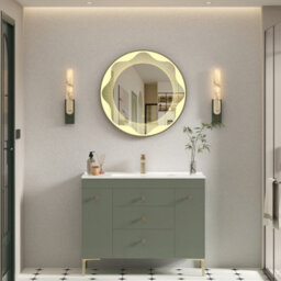 Royal Bathrooms Venice 800 X 800mm Brass Round Frontlit Led Illuminated Bathroom Mirror Framed With Touch Sensor & Anti-Fog - thumbnail 4