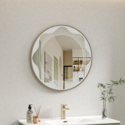 Royal Bathrooms Venice 800 X 800mm Brass Round Frontlit Led Illuminated Bathroom Mirror Framed With Touch Sensor & Anti-Fog - thumbnail 5