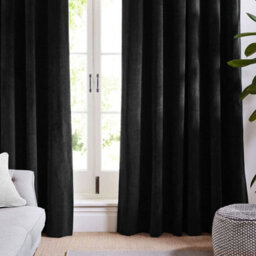 Aspire Homeware Black Velvet Curtain Room Darkening Blackout Eyelet Curtain Pair (W) 168Cm X (D)228Cm With Tie Back Pair - thumbnail 2