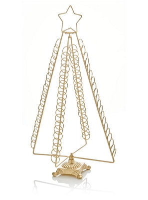 Premier Decorations Limited Christmas Tree Greetings Card Holder Metal Gold Tree Shape Holds 80 Cards 50Cm - image 1