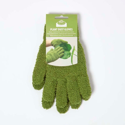Homescapes Microfibre Dusting Gloves For Artificial Plants, Green - image 1
