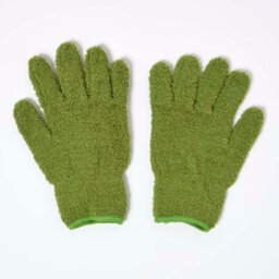 Homescapes Microfibre Dusting Gloves For Artificial Plants, Green - thumbnail 3