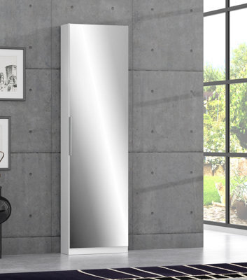 FurniComp LTD Furnicomp Reflex White Tall Mirrored Shoe Cabinet - image 1