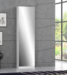 FurniComp LTD Furnicomp Reflex White Tall Mirrored Shoe Cabinet