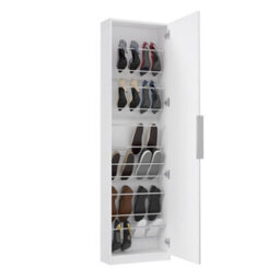 FurniComp LTD Furnicomp Reflex White Tall Mirrored Shoe Cabinet - thumbnail 2
