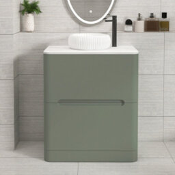 Royal Bathrooms Venice 700mm Sage Green Freestanding Bathroom Countertop Vanity Unit 2 Drawer With Milan Basin - thumbnail 1
