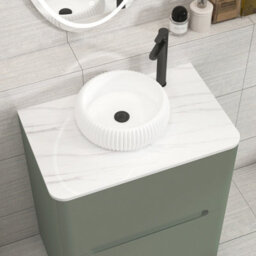 Royal Bathrooms Venice 700mm Sage Green Freestanding Bathroom Countertop Vanity Unit 2 Drawer With Milan Basin - thumbnail 6