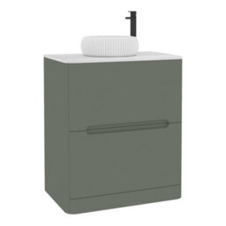 Royal Bathrooms Venice 700mm Sage Green Freestanding Bathroom Countertop Vanity Unit 2 Drawer With Milan Basin - thumbnail 7