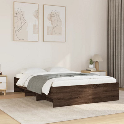 Berkfield Bed Frame Without Mattress Brown Oak 120X190 Cm Small Double Engineered Wood - image 1