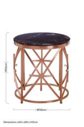 Orsina Elegant Black Marble And Rose Gold Side Table, Premium Modern Side Table For Livingroom, Marble Top Table - thumbnail 5