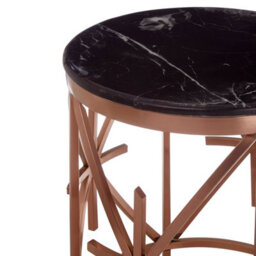 Orsina Elegant Black Marble And Rose Gold Side Table, Premium Modern Side Table For Livingroom, Marble Top Table - thumbnail 3
