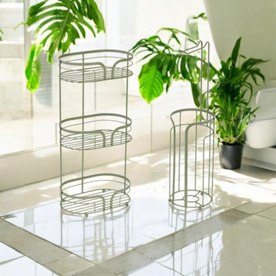 Showerdrape Dante Sage Green Freestanding Floor Caddy And Toilet Roll Holder - image 1