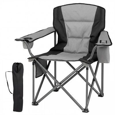 Gainoom Oversized Grey Camping Chair Portable Folding Chair Outdoor Padded Chair W/ Cup Holder & Carrying Bag - image 1
