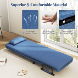 Single Folding Sofa Bed Chair Modern Fabric Sleep Function Holder With Pillow - thumbnail 3
