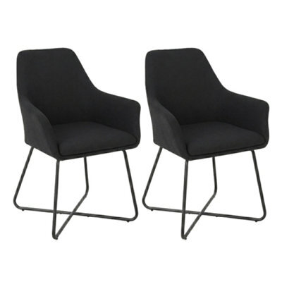Evre Josie Black Velvet Dining Chairs Set Of 2 Upholstered Chairs With Arms & Metal Legs - image 1