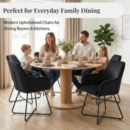 Evre Josie Black Velvet Dining Chairs Set Of 2 Upholstered Chairs With Arms & Metal Legs - thumbnail 7