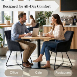 Evre Josie Black Velvet Dining Chairs Set Of 2 Upholstered Chairs With Arms & Metal Legs - thumbnail 6