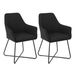 Evre Josie Black Velvet Dining Chairs Set Of 2 Upholstered Chairs With Arms & Metal Legs - thumbnail 1