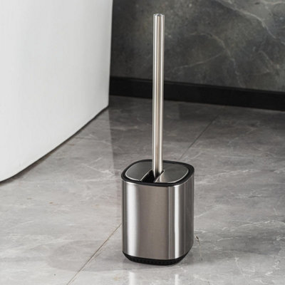 Showerdrape Echo Stainless Steel Satin Toilet Brush & Holder - image 1