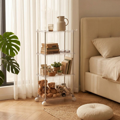 Darphe Open Layout 4 Tier Plastic Storage Cart With Towel Hooks And Wheels - image 1
