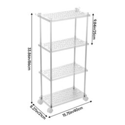 Darphe Open Layout 4 Tier Plastic Storage Cart With Towel Hooks And Wheels - thumbnail 8
