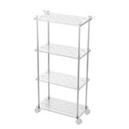Darphe Open Layout 4 Tier Plastic Storage Cart With Towel Hooks And Wheels - thumbnail 4