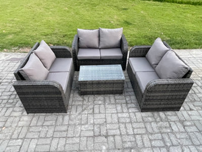 Fimous Outdoor Garden Furniture Sets 6 Seater Wicker Rattan Furniture Sofa Sets With Rectangular Coffee Table Love Sofa - image 1