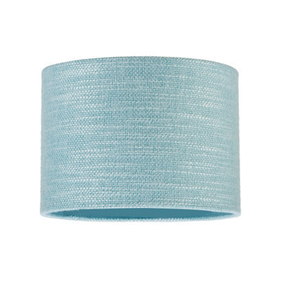 Happy Homewares Modern Bobbled And Textured Linen Lamp Shade In Light Duck Egg Blue - image 1