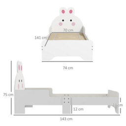 Zonekiz Toddler Bed, Kids Bedroom Furniture, Rabbit Design - White - thumbnail 3