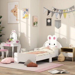 Zonekiz Toddler Bed, Kids Bedroom Furniture, Rabbit Design - White - thumbnail 2
