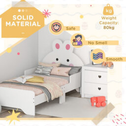 Zonekiz Toddler Bed, Kids Bedroom Furniture, Rabbit Design - White - thumbnail 6