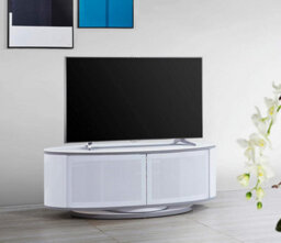 "Mda Designs Luna Gloss White Oval Cabinet With White Beamthru Glass Doors Suitable For Flat Screen Tvs Up To 50""" - thumbnail 5