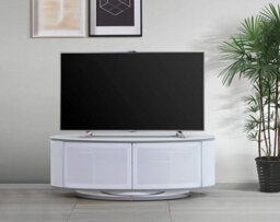 "Mda Designs Luna Gloss White Oval Cabinet With White Beamthru Glass Doors Suitable For Flat Screen Tvs Up To 50""" - thumbnail 3