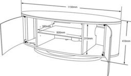 "Mda Designs Luna Gloss White Oval Cabinet With White Beamthru Glass Doors Suitable For Flat Screen Tvs Up To 50""" - thumbnail 8