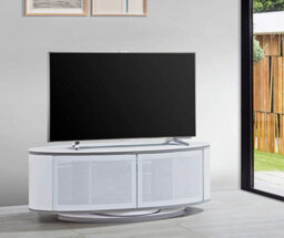 "Mda Designs Luna Gloss White Oval Cabinet With White Beamthru Glass Doors Suitable For Flat Screen Tvs Up To 50""" - thumbnail 6