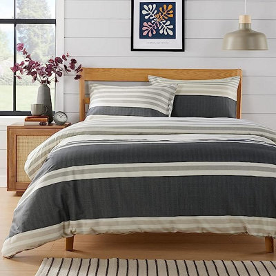 Miami Stripes Printed Duvet Set In Natural - King