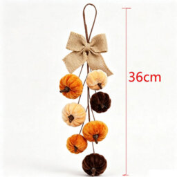 Amorly 1 Pack 36Cm Velvet Pumpkin Teardrop Swag Artificial Fall Hanging Garland With Burlap Bow For Front Door Harvest Decor - thumbnail 4