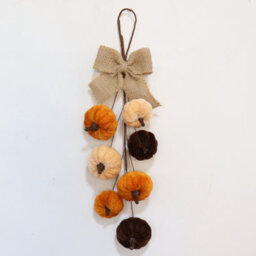 Amorly 1 Pack 36Cm Velvet Pumpkin Teardrop Swag Artificial Fall Hanging Garland With Burlap Bow For Front Door Harvest Decor - thumbnail 3