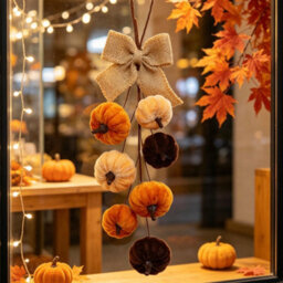 Amorly 1 Pack 36Cm Velvet Pumpkin Teardrop Swag Artificial Fall Hanging Garland With Burlap Bow For Front Door Harvest Decor - thumbnail 7