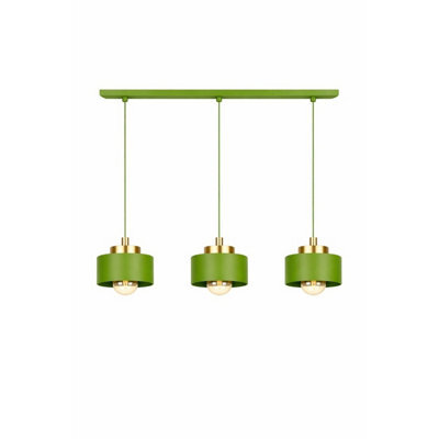 Luminosa Lighting Luminosa Simply Bar Pendant Ceiling Light Green, Gold 3X E27 - image 1