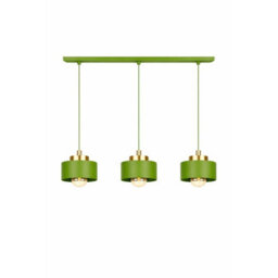 Luminosa Lighting Luminosa Simply Bar Pendant Ceiling Light Green, Gold 3X E27 - thumbnail 1