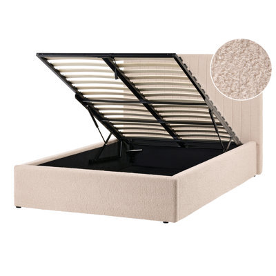 Beliani Ottoman Bed Vion Boucle Beige 120 X 200 Cm (Eu Small Double) - image 1