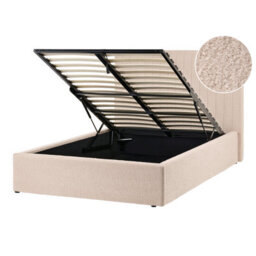 Beliani Ottoman Bed Vion Boucle Beige 120 X 200 Cm (Eu Small Double) - thumbnail 1