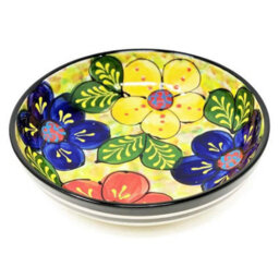 Verano Spanish Ceramics Classic Spanish Hand Painted Pattern Kitchen Dining Shallow Bowl 23Cm Floral - thumbnail 1