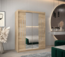Arte Elegant York I Mirrored Sliding Door Wardrobe With Shelves And Hanging Rails In Oak Sonoma (H)2000mm (W)1500mm (D)620mm - thumbnail 2