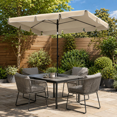 Shopnbits Rectangular Garden Parasol 200 X 125Cm Beige Steel Tilt Garden Umbrella With Uv Resistant Canopy - image 1