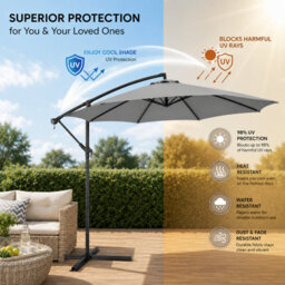 Shopnbits Rectangular Garden Parasol 200 X 125Cm Beige Steel Tilt Garden Umbrella With Uv Resistant Canopy - thumbnail 7