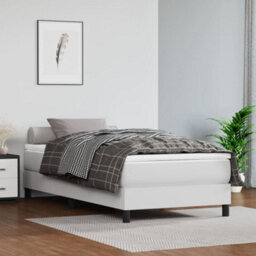 Berkfield Box Spring Bed Frame White 90X190 Cm 3Ft Single Faux Leather - thumbnail 1