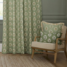 Sanderson Sessile Leaf Printed Room Darkening Pencil Pleat Curtain Pair Sage (W)229Cm X (D)182Cm - thumbnail 4
